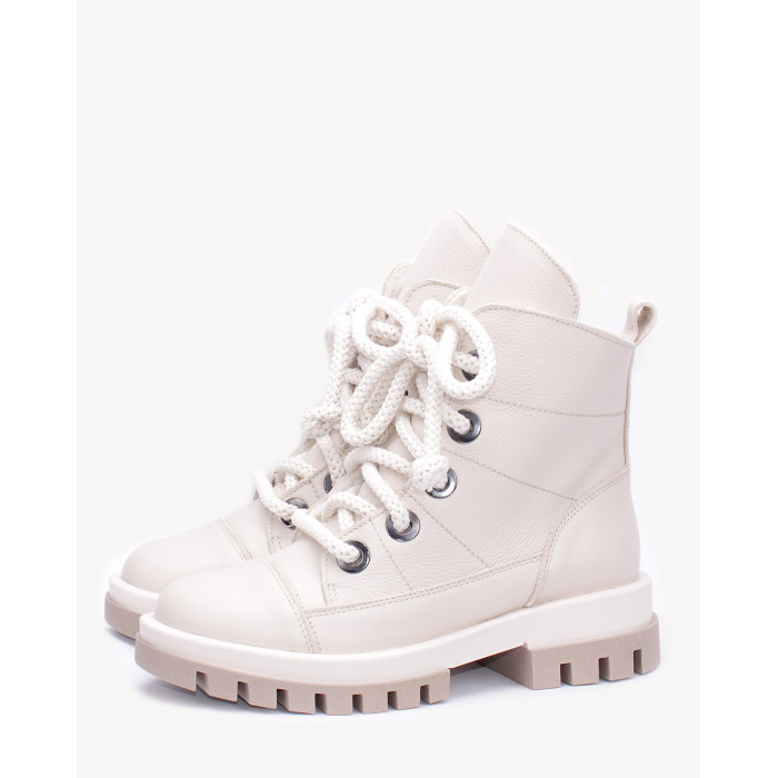 Jasno beżowe śniegowce ocieplane skóra licowa