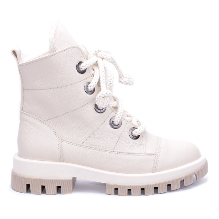 Jasno beżowe śniegowce ocieplane skóra licowa