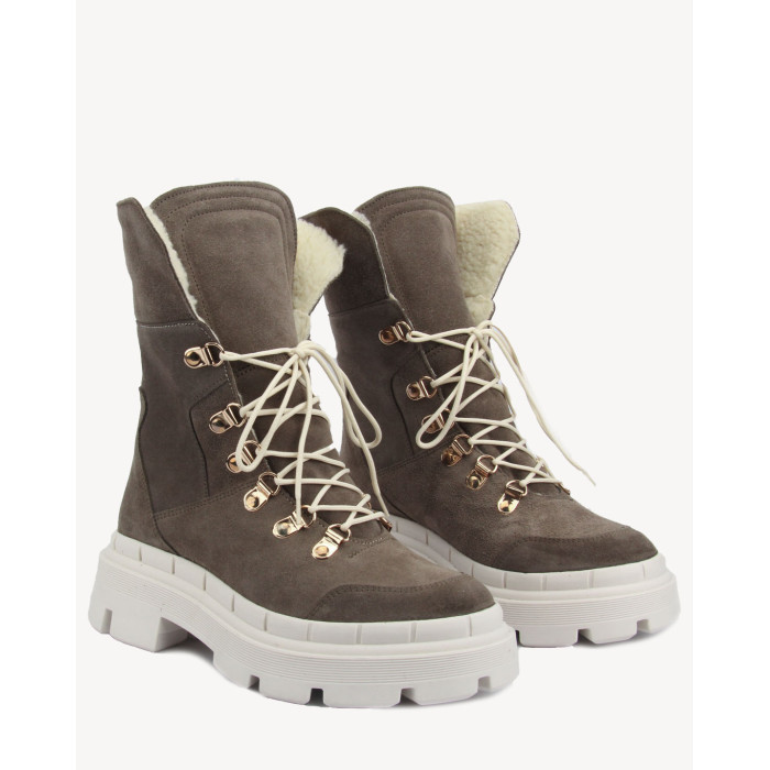 Szare śniegowce ocieplane skóra welur