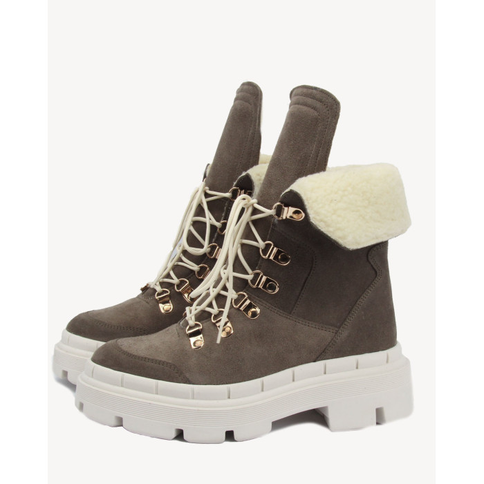 Szare śniegowce ocieplane skóra welur