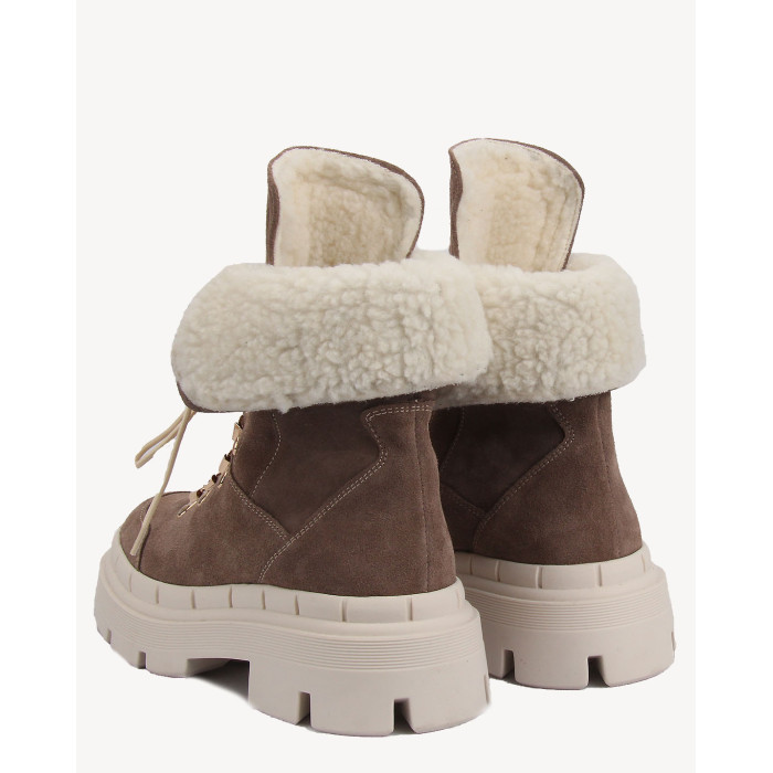 Brązowe śniegowce ocieplane skóra welur