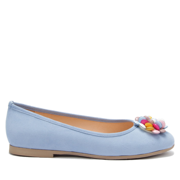 Lekkie błękitne baleriny skórzane