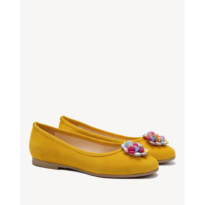 Lekkie żółte baleriny skórzane