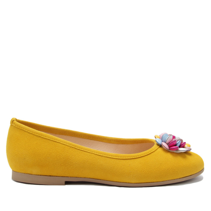 Lekkie żółte baleriny skórzane