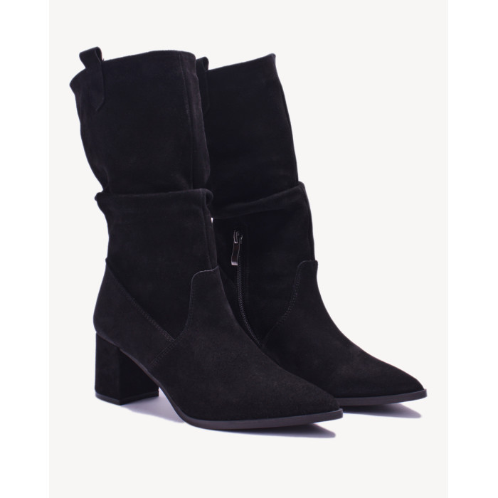 Black velour insulated boots