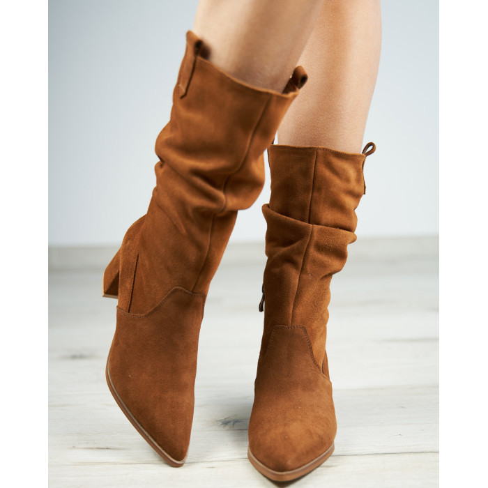 Red velour insulated boots