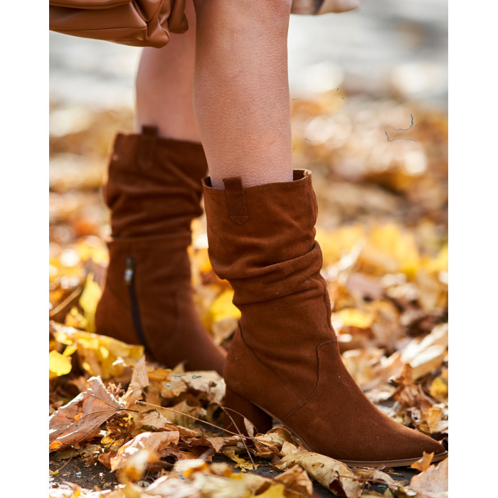 Red velour insulated boots