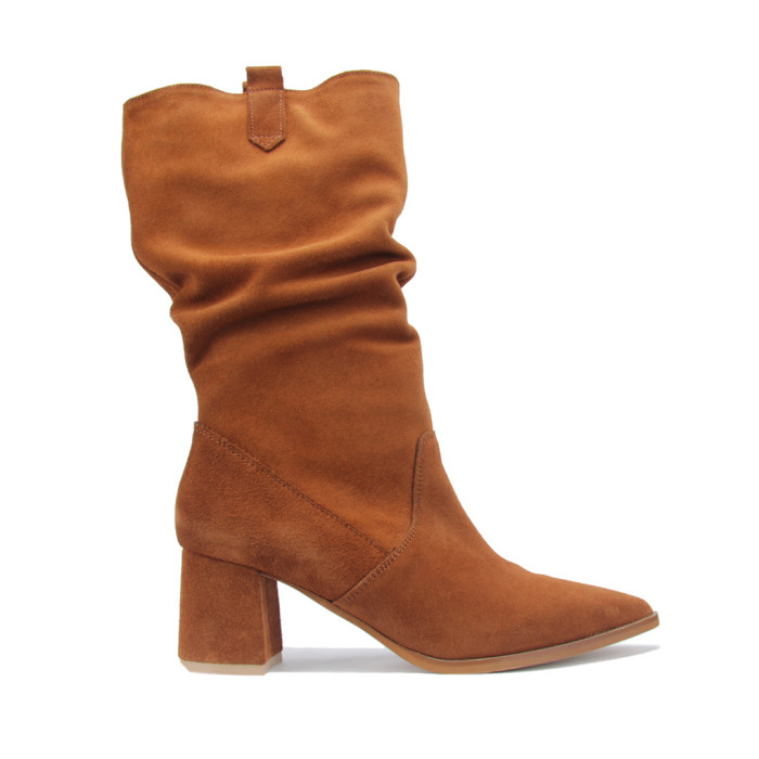 Red velour insulated boots