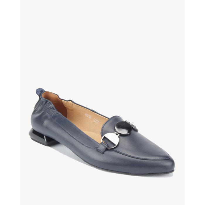 Navy blue half shoes patent leather