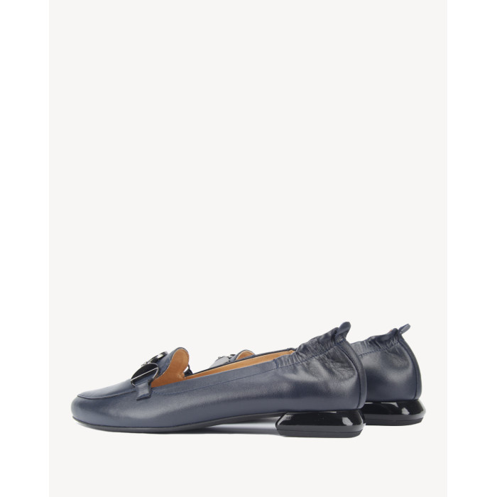 Navy blue half shoes patent leather