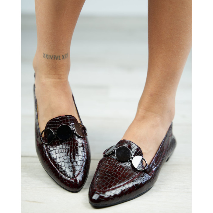 Maroon half boots patent leather
