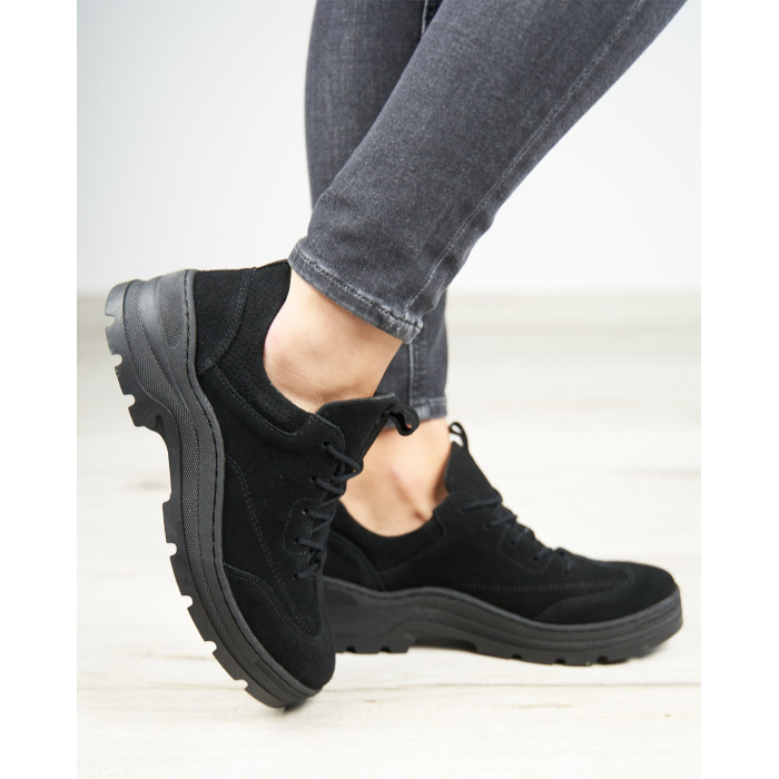 Czarne półbuty skórzane