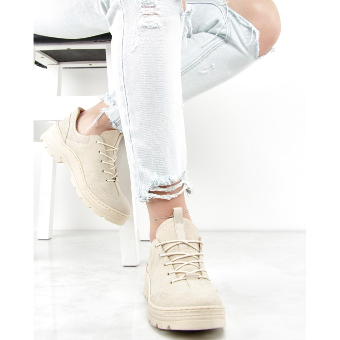 Beżowe półbuty skórzane