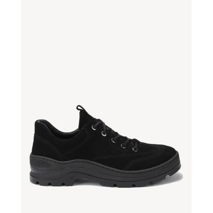 Czarne półbuty welurowe