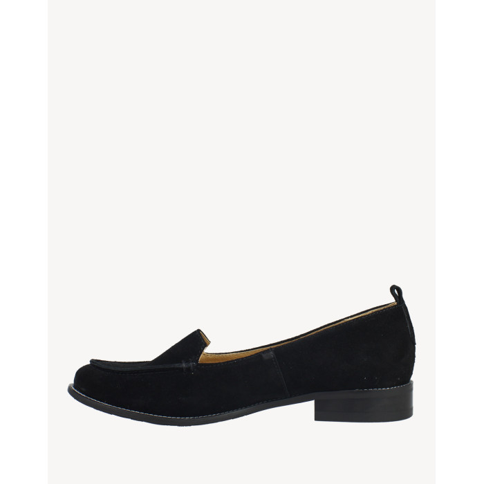 Czarne mokasyny welurowe na 2,5 cm obcasie