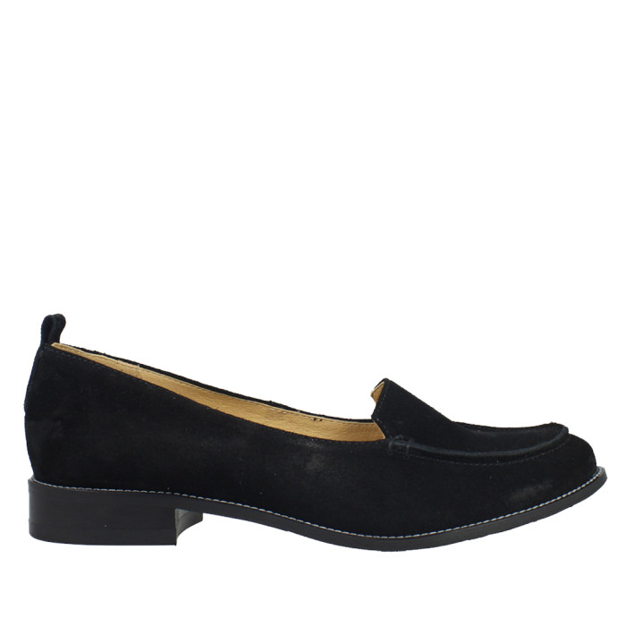Czarne mokasyny welurowe na 2,5 cm obcasie
