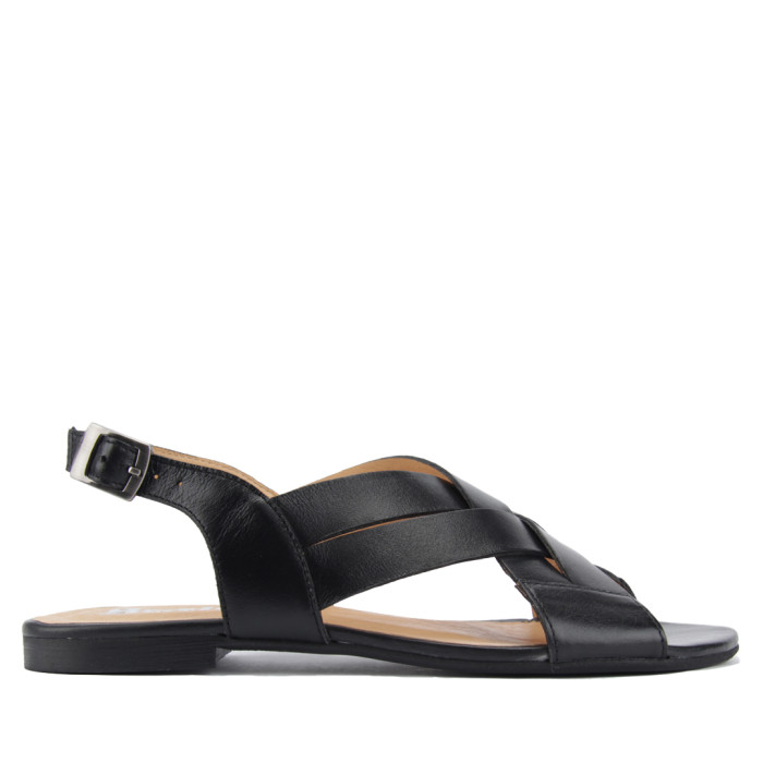 Czarne klapki na płaskiej podeszwie