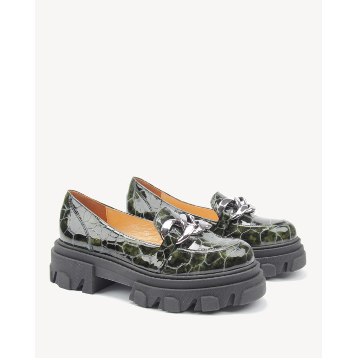 Green moccasins on 3cm platform BOTIMO
