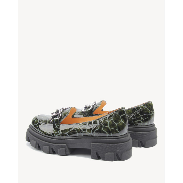 Green moccasins on 3cm platform BOTIMO