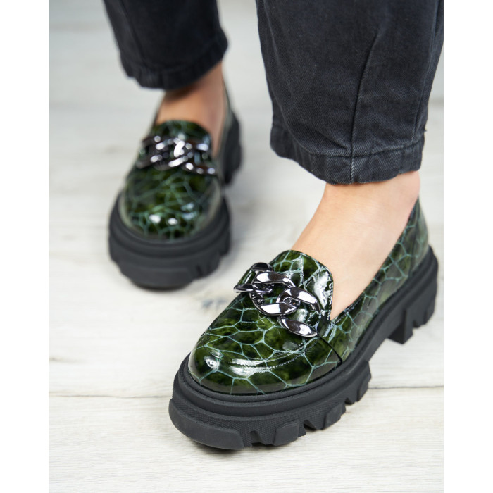 Green moccasins on 3cm platform BOTIMO