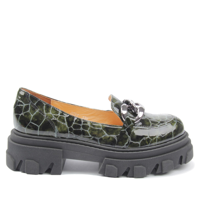 Green moccasins on 3cm platform BOTIMO