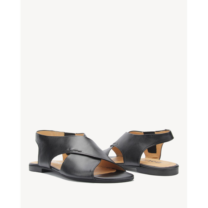 Black flip-flops on a flat sole