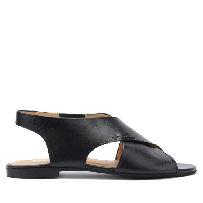 Black flip-flops on a flat sole