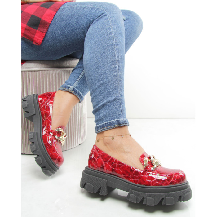 Czerwone mokasyny na 3cm platformie BOTIMO