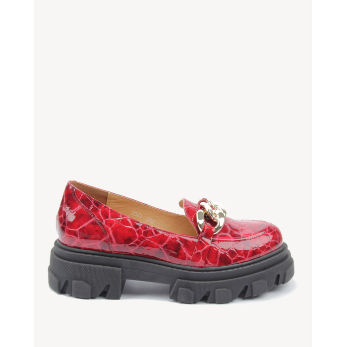 Czerwone mokasyny na 3cm platformie BOTIMO