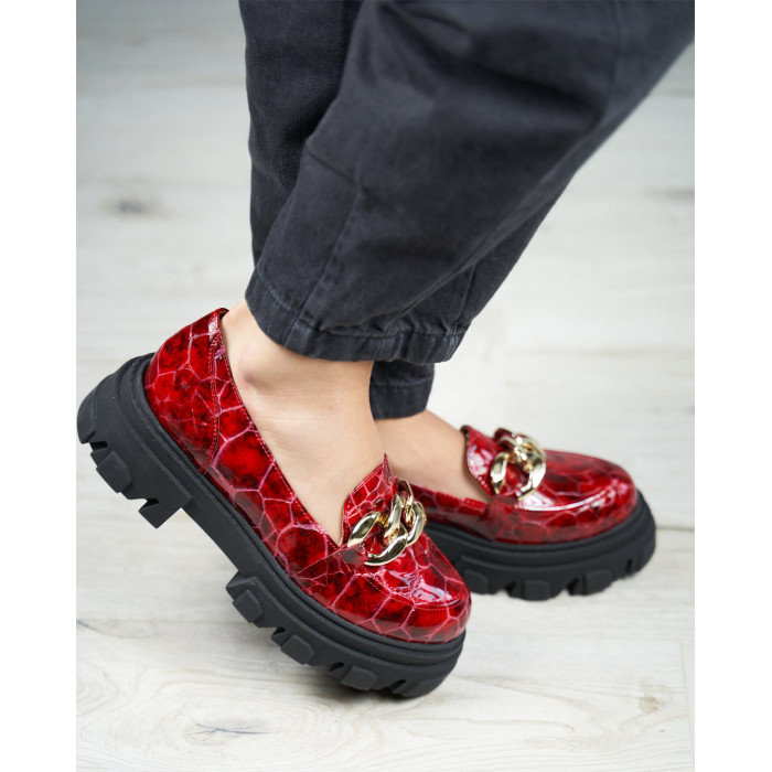 Czerwone mokasyny na 3cm platformie BOTIMO