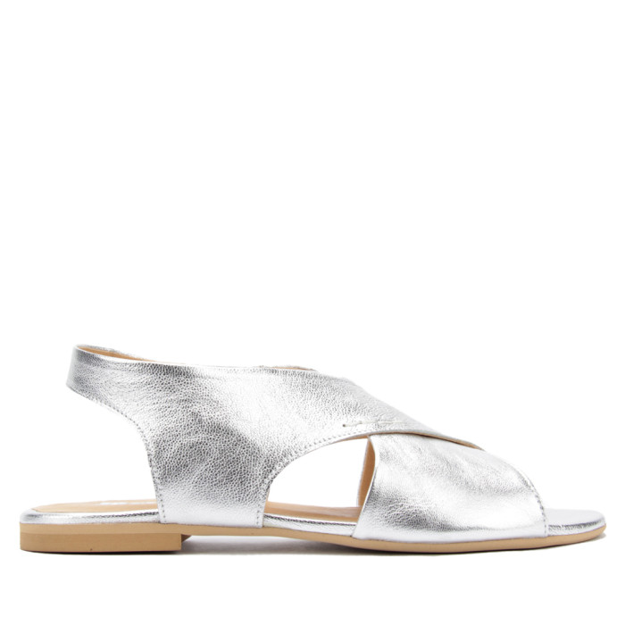 Silver flip-flops with flat sole