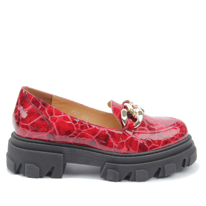 Czerwone mokasyny na 3cm platformie BOTIMO