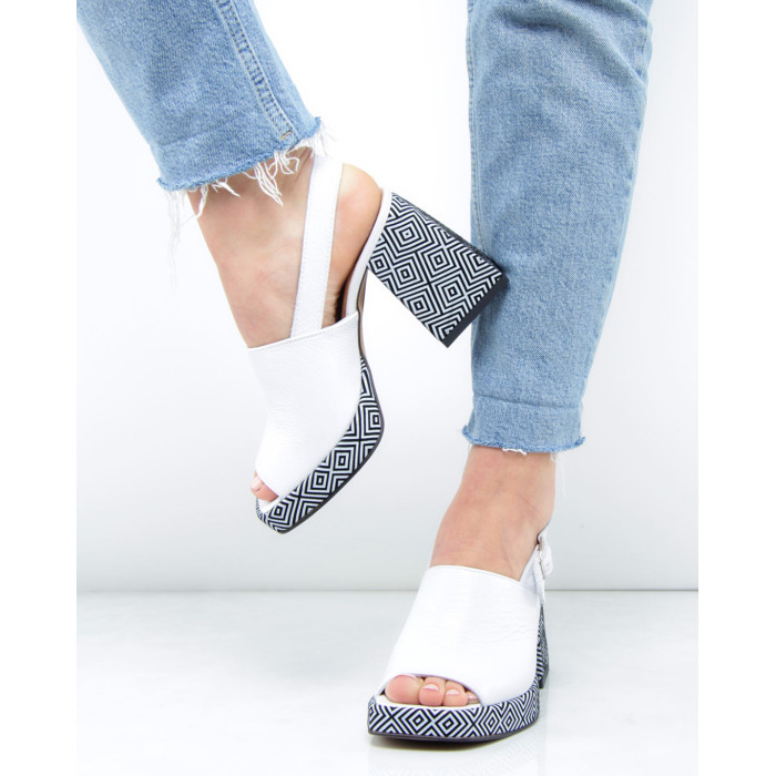 White heeled sandals