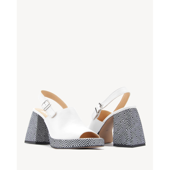 White heeled sandals