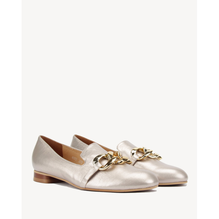 Gold moccasins with decorative chain