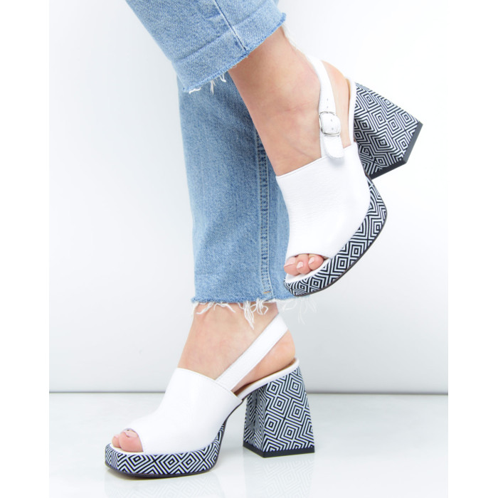 White heeled sandals