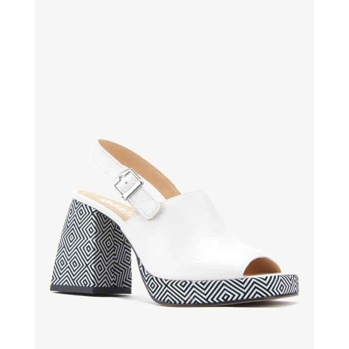 White heeled sandals