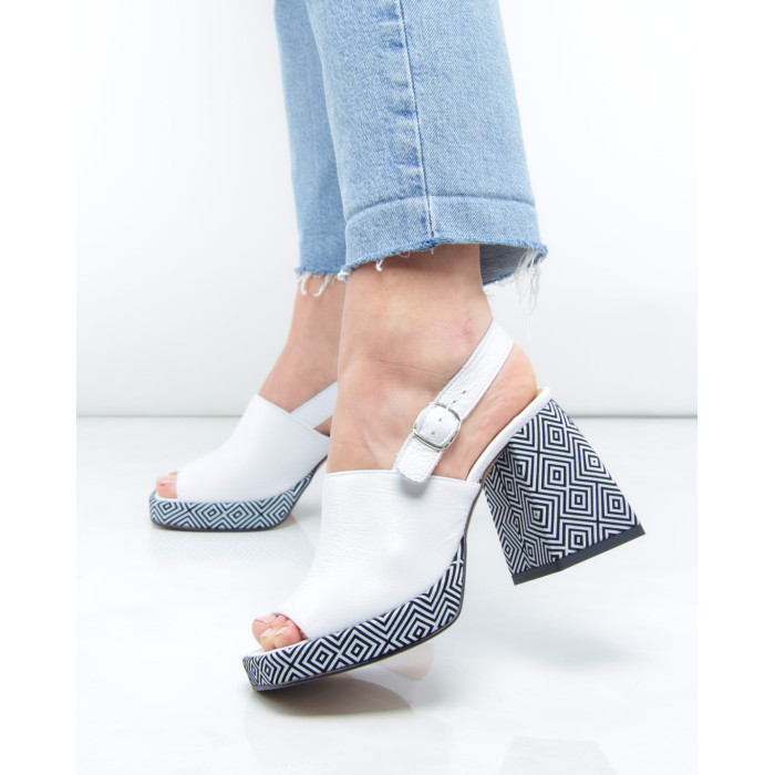 White heeled sandals