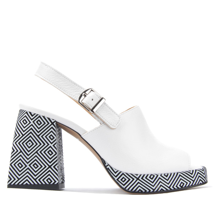 White heeled sandals