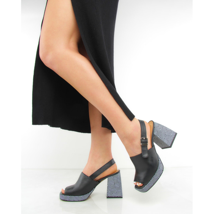 Black heeled sandals