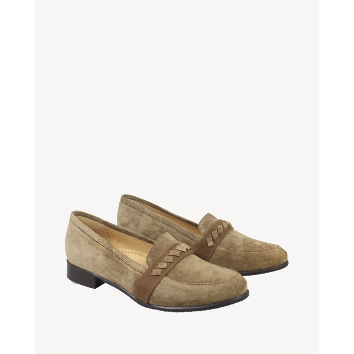 Brown velour moccasins with 2cm heel