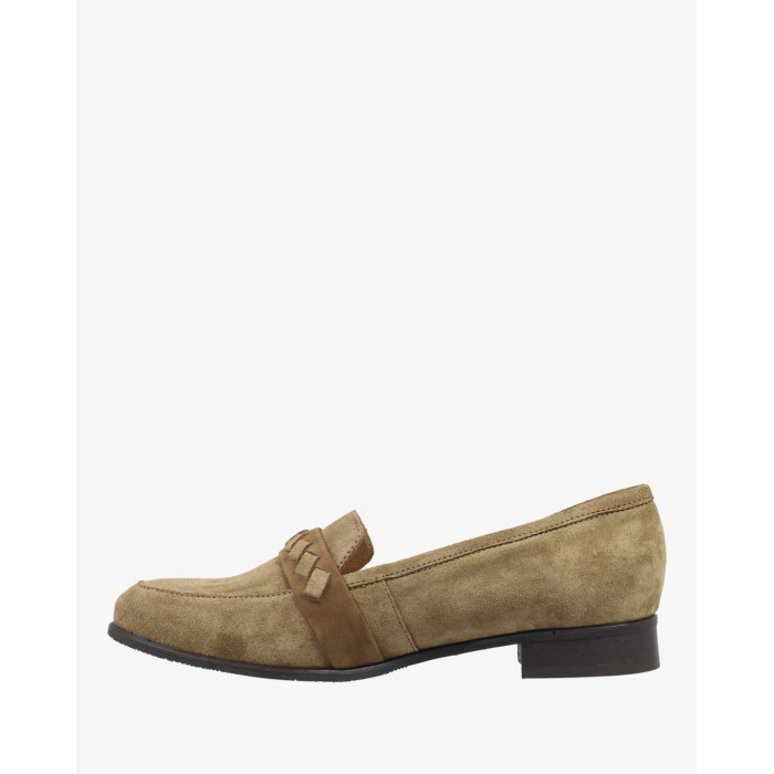 Brown velour moccasins with 2cm heel