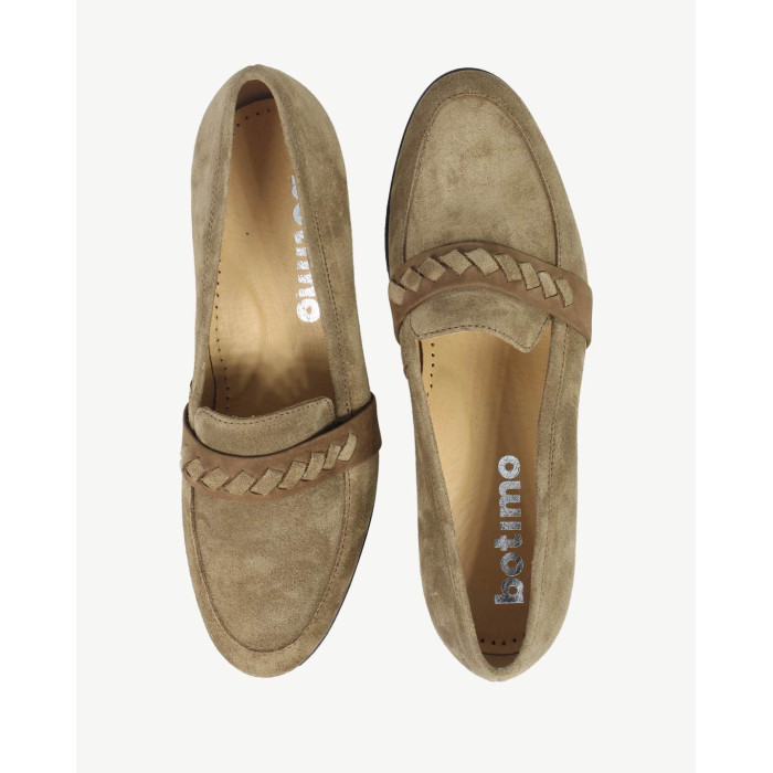 Brown velour moccasins with 2cm heel