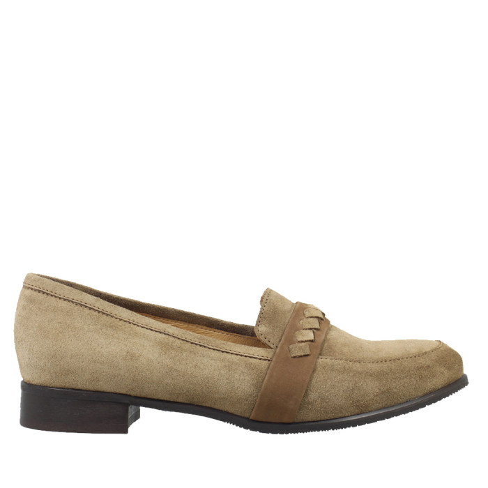 Brown velour moccasins with 2cm heel