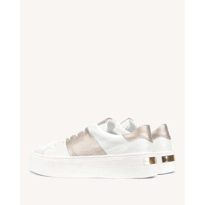 White sneakers on 4cm sole grain leather