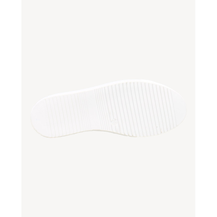 White sneakers on flat sole with colorful s