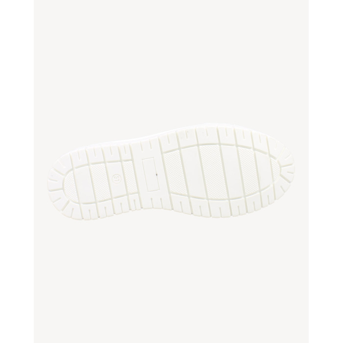 White sneakers on high sole grain leather