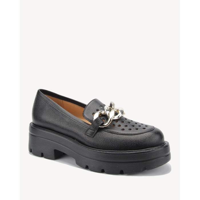Czarne mokasyny na 3cm platformie