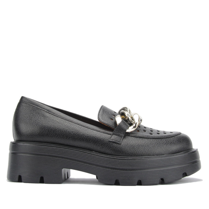 Czarne mokasyny na 3cm platformie