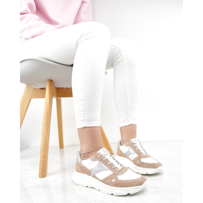 Beżowe sneakersy skórzane BOTIMO